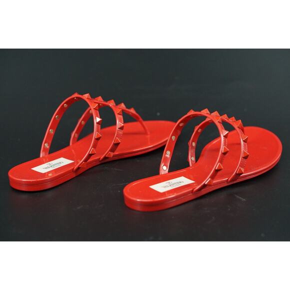 Valentino Rockstud Gladiator Thong Jelly PVC Sandals SZ 36 New Red Rosso $495 - Picture 10 of 11